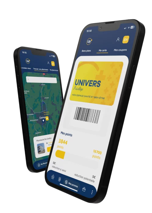Application mobile Univers Pharmacie sur smartphones